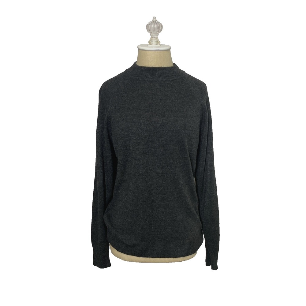 Vintage Designers Originals Luxelon Mock Neck Sweater Womens S Gray Back Zipper